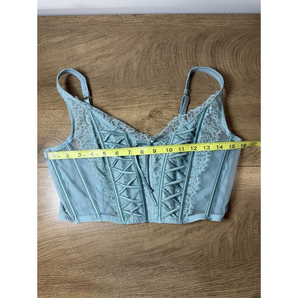 Victoria Secret Dream Angels Light Teal Lace Up Corset Bustier Unlined Large - Picture 6 of 8